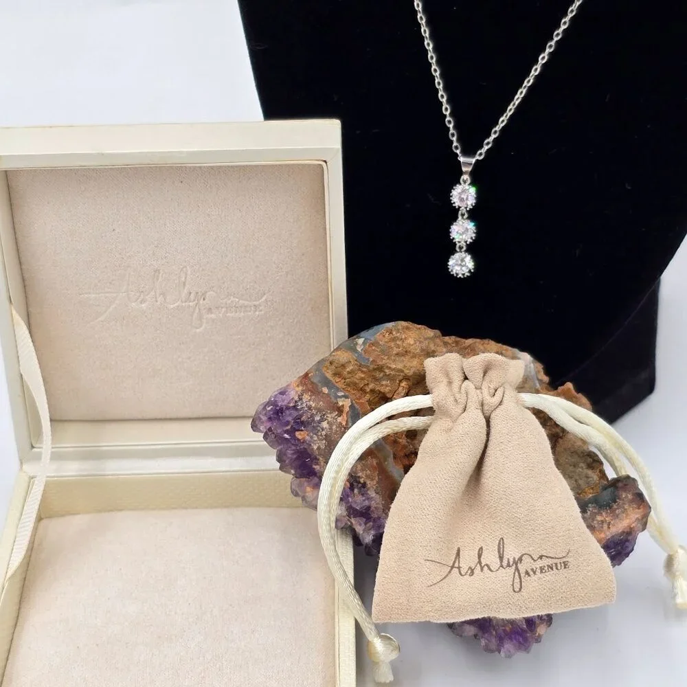 Ashlyn Avenue Symphony Emerson Crown Cascade Pendant Necklace Gift Box & Pouch